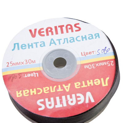 Лента атласная Veritas шир 25мм цв S-080 хаки темный (уп 30м)2