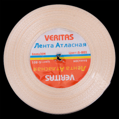 Лента атласная Veritas шир 6мм цв S-801 бежевый молочный (уп 30м, 36ярд)3